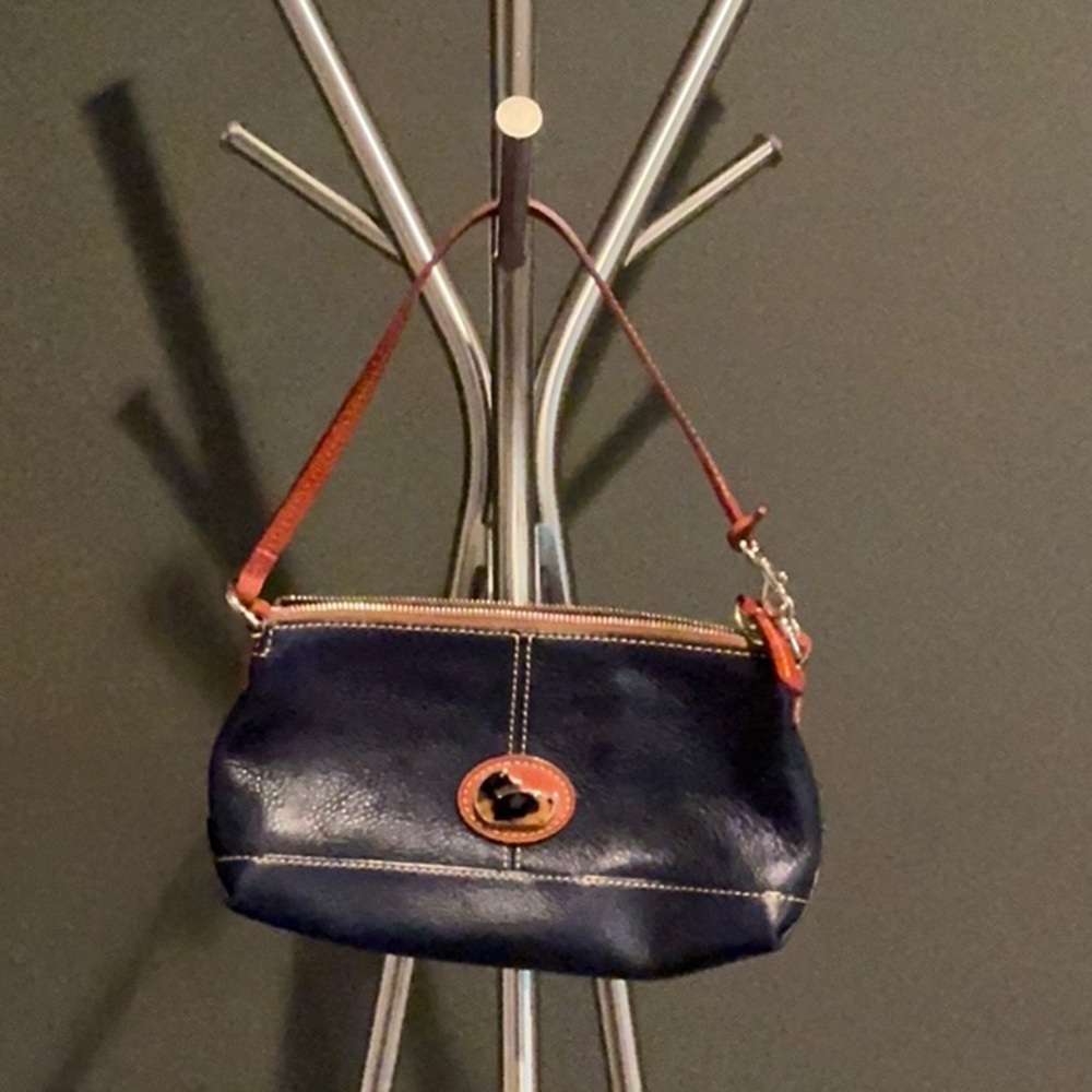 Dooney & Bourke Blue and Brown Leather Clutch